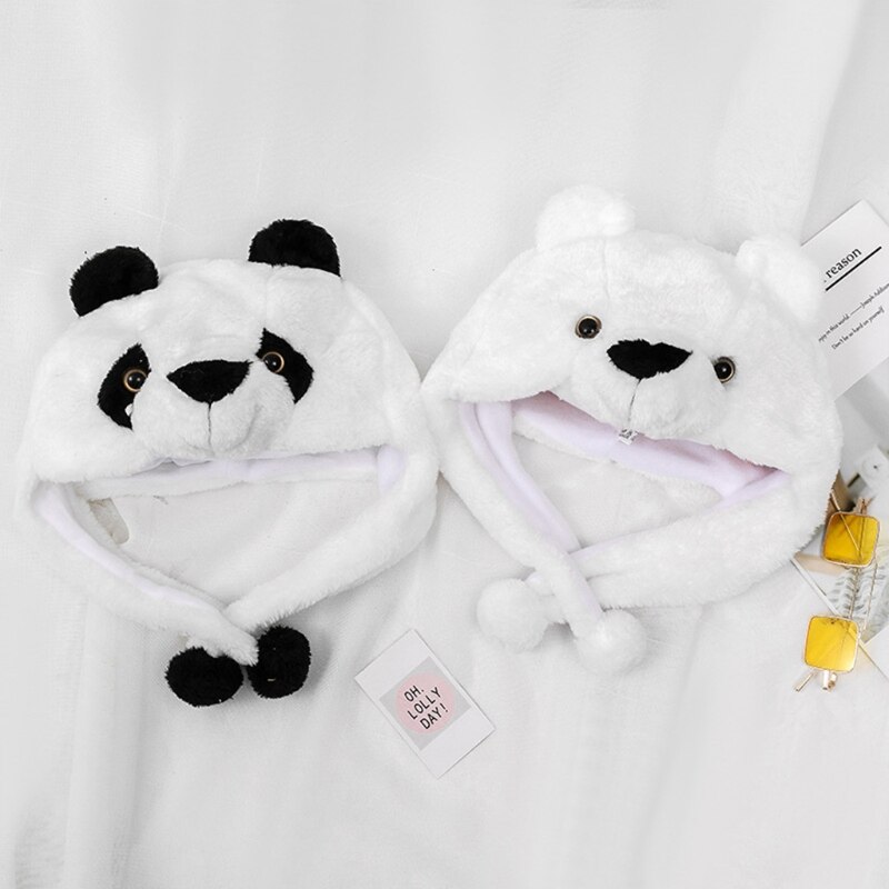 634C-gorro de oso Panda para Halloween, gorro cálido Kawaii, esponjoso, a prueba de viento, accesorios de Halloween