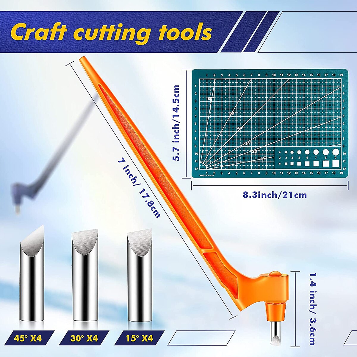 Craft Cutting Tools 360 Degree Rotating Gyro Cutting Tools Art Cutting Tools With 15/30/45 Degree Blades Cutting Mat Steel Ruler