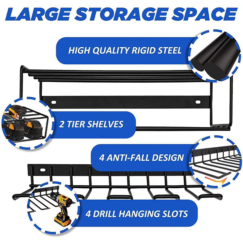 Support de rangement mural pour outils électriques, armoire à outils flottante, support de perceuse électrique, support de rangement robuste pour atelier et Garage