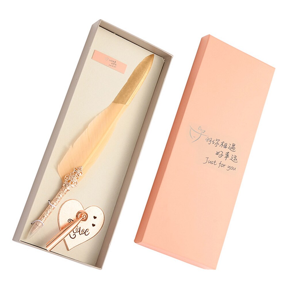 Veer Dip Pen Set Briefpapier Geschenkdoos Kalligrafie Vintage Retro Schrijven Vulpen Met Hartvormige Pen Houder Stand: A