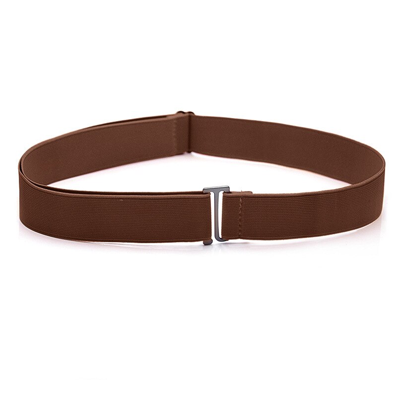 Elastische Stretch Taille Riem Platte Gesp Vrouwen Effen Kleur Zachte Onzichtbare Jeans Broek Riem No Show Verstelbare Size Elastische Band: Donkerbruin