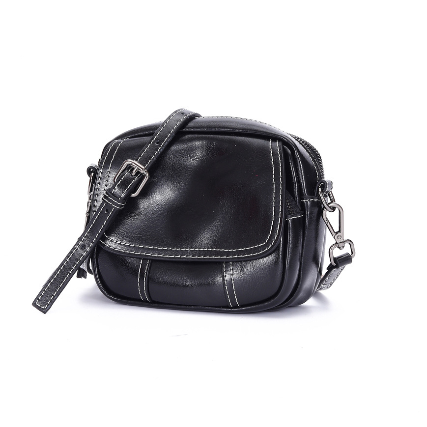 Vrouwelijke Tas Vintage Kleine Crossbody Tas Voor Vrouwen Split Lederen Schoudertassen Dame Eenvoudige Mode Vrouwen Messenger Bags: Black