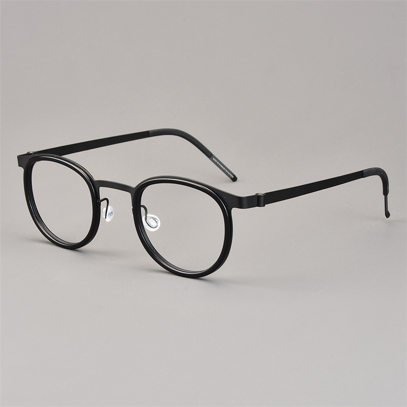 Danemark lunettes ultralégères cadre hommes femmes rétro rond sans vis lunettes titane acétate Oculos classique 9704: Abricot