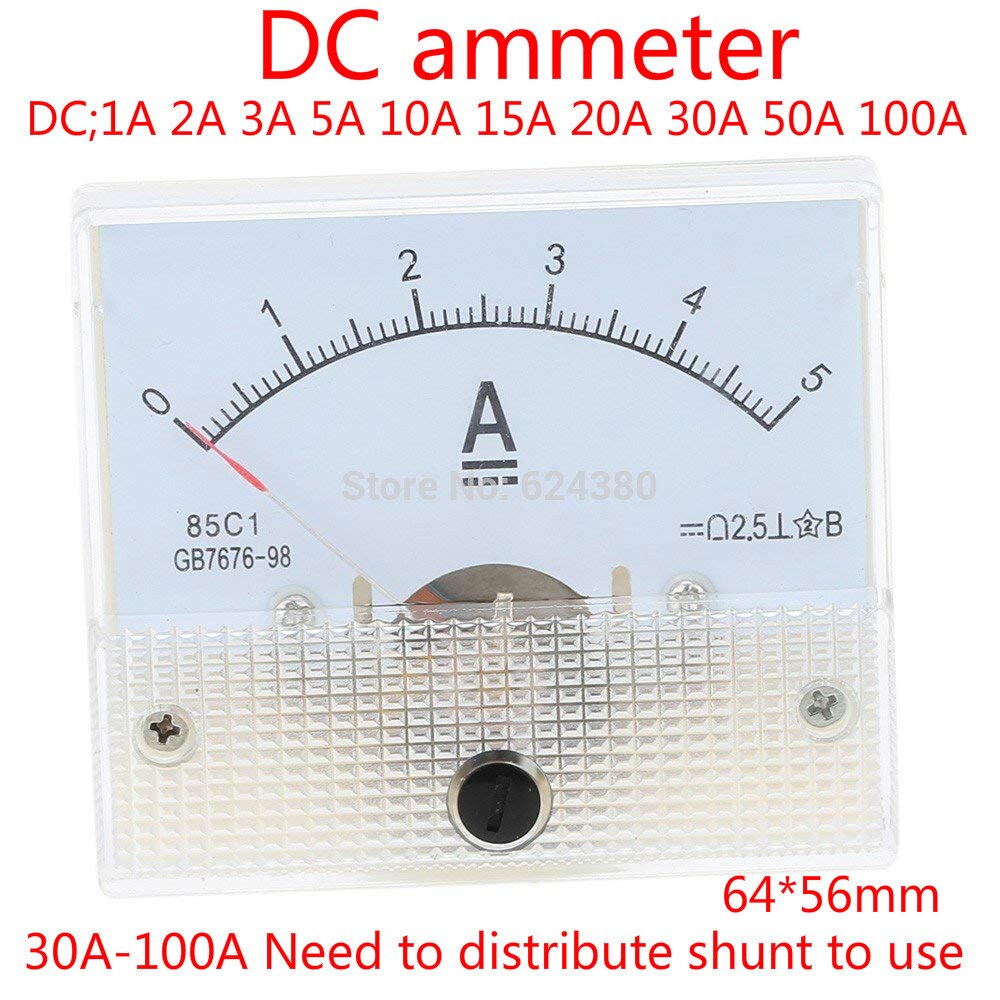 Pointer DC Amperometer DC 1A 2A 3A 5A 10A 20A 30A Analog Panel Current Meter Ammeter Gauge 85C1 0-10A