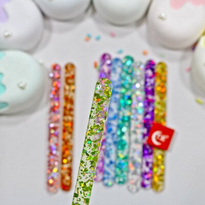 20pcs acrylic jelly color scrub cakesicle sticks parent-child DIY ice cream stick popsicle craft model tool Cupcake Toppers: 2