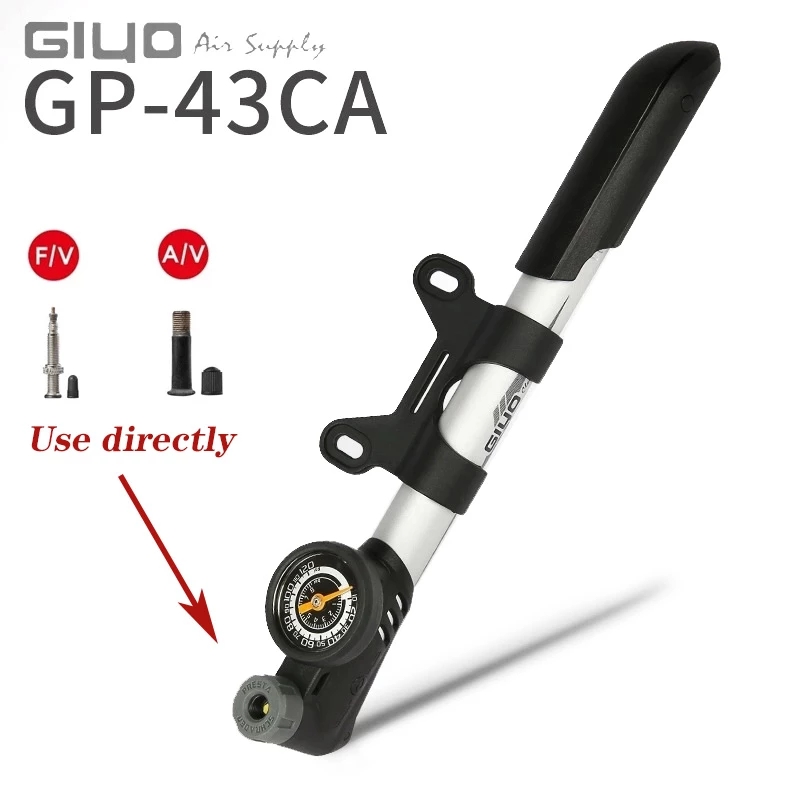 Giyo Smart Valve Cycling Mini Hand Pump Schrader Presta MTB Road Bike Clever Valve Inflator Bicycle 120psi T-handle with Gauge