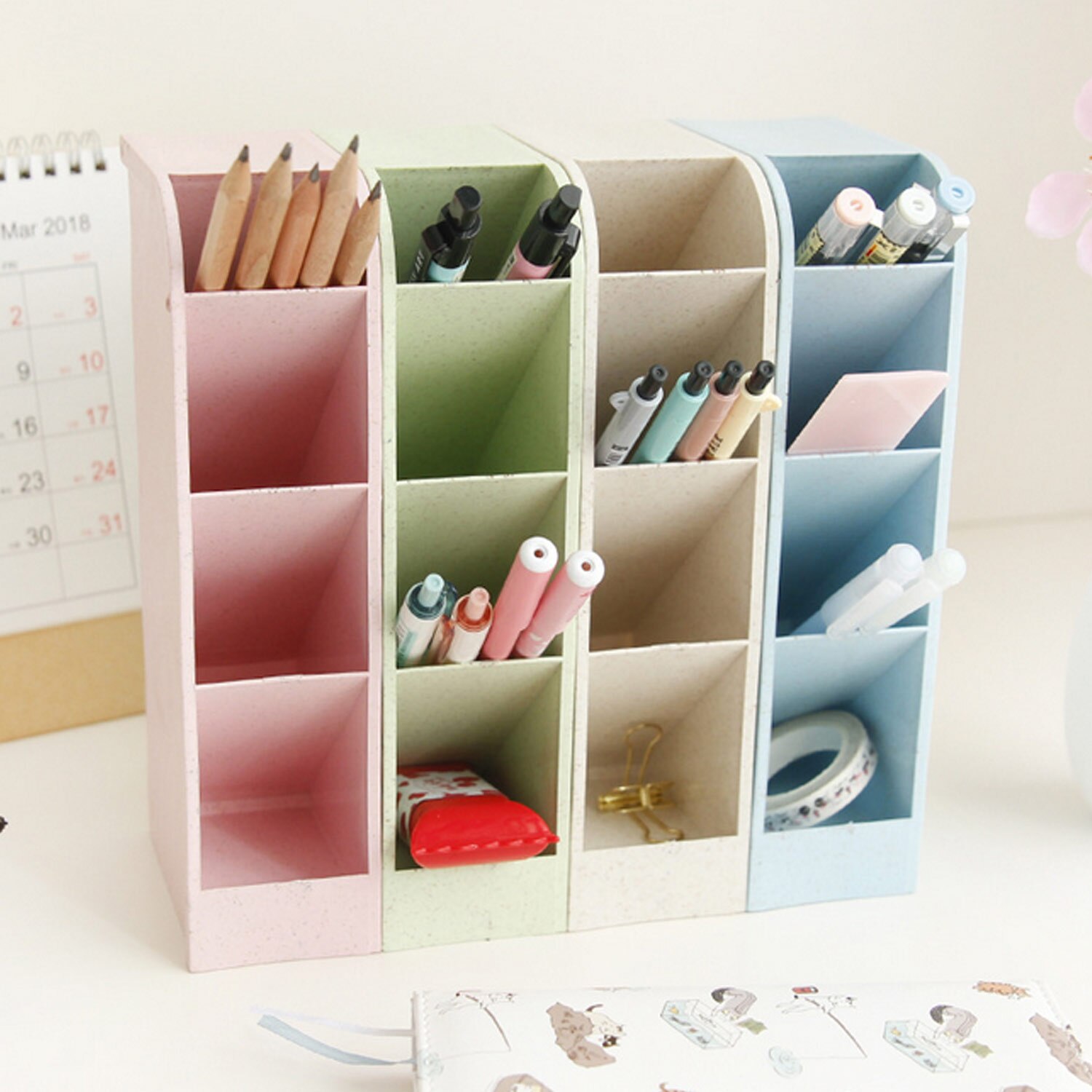 4 sztuk w różnych kolorach 4-krata Organizer na biurko schowek nosiciel kijów golfowych dla papeterii skarpetki narzędzia robić makijażu Dom gabinet szkolne