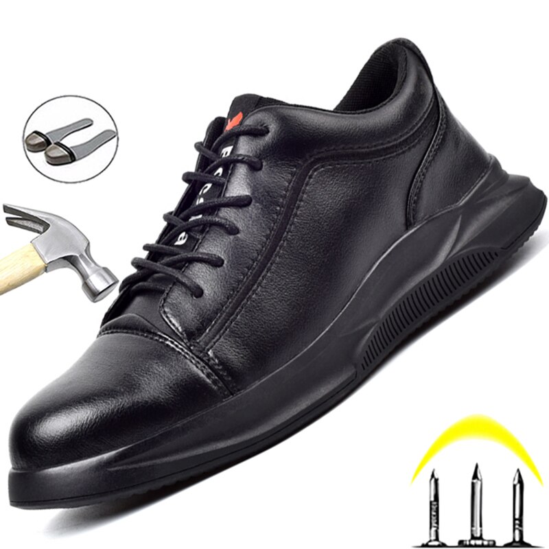 Lederen Veiligheidsschoenen Mannen Stalen Neus Schoenen Anti-Smash Anti-Lek Werkschoenen Waterdichte Mannen Schoenen Anti-brandwonden Industriële Schoenen