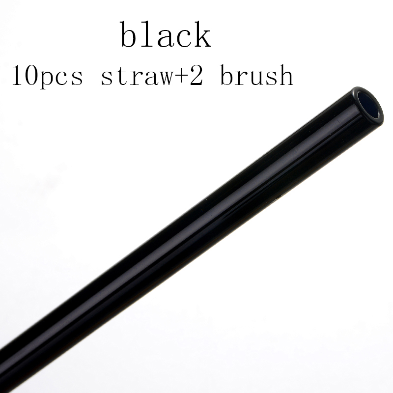 Paille en verre réutilisable faite à la main avec 2 pièces, brosse de nettoyage , pipette droite en verre, Tubularis: black