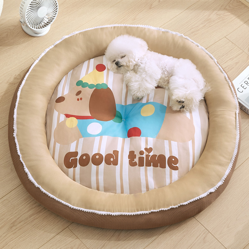 Zomerhondenbed voor kleine middelgrote honden Koelmat Verfrissend bed voor puppy Kitten schoon te maken Rond kattenkussen Huisdier Kalmerende bank