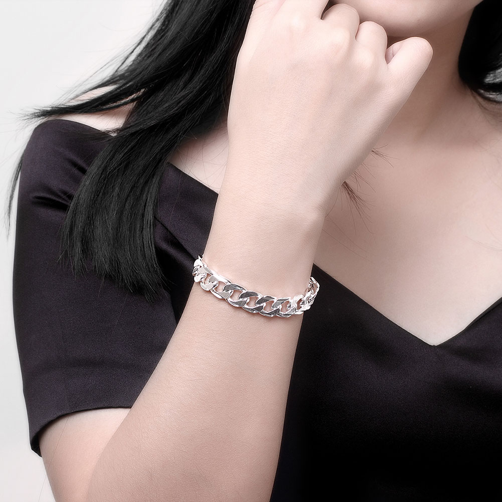 Hoge Vrouwen Mannen Nobele 925 Solid Silver Plated Armbanden Sieraden Heren 10Mm Vierkante Mooie sieraden Armband