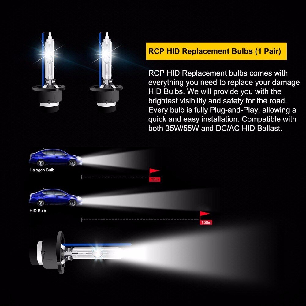 2 piezas de Xenón HID bombilla D2S D2R faro bombilla 12 v 35 w de la luz de xenón D2R 4300 k 5000 k faro de coche 6000 k 8000 k 10000 k 12000 k