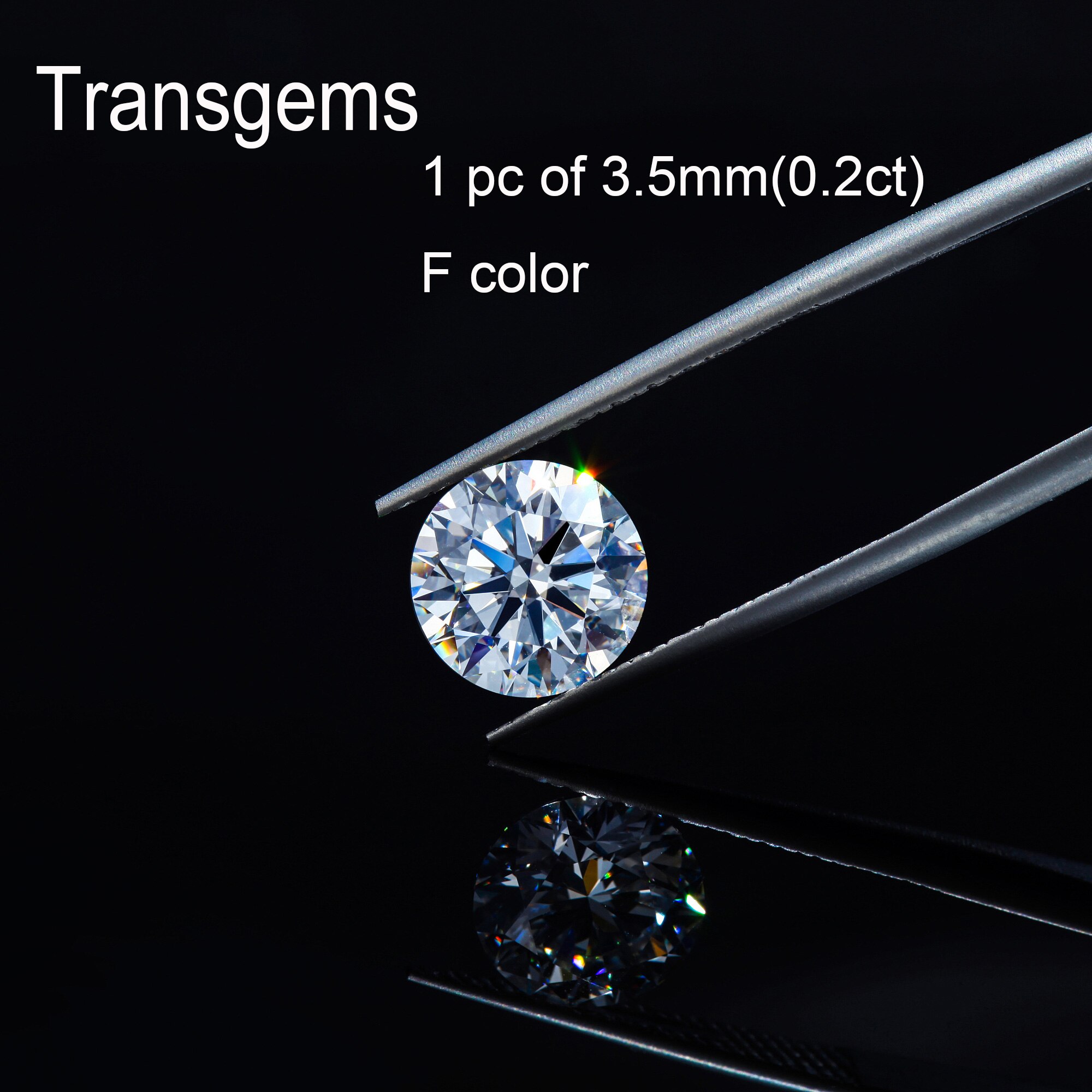 Transgems 1 Piece Moissanite 3.5mm Equivalent Diamond 0.2ct F Color Clarity Colorless Moissanite Beads for Jewelry Making