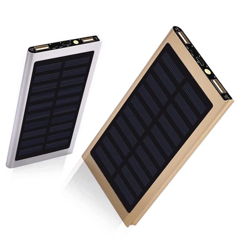 20000mAh Solar Power Bank External Battery quick charge Dual USB Powerbank Portable Mobile phone Charger for iPhone 8 X Xiaomi