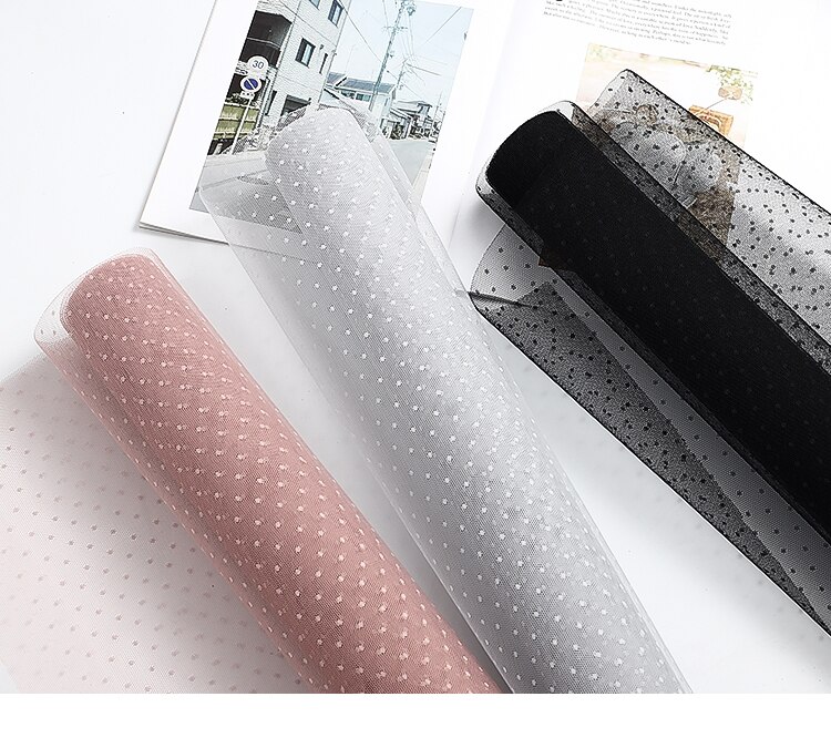 Malla de gasa de encaje suave para envolver ramo de flores, suministros de floristería, decoración DIY, envoltura de del Día de San Valentín, 50CM x 5y