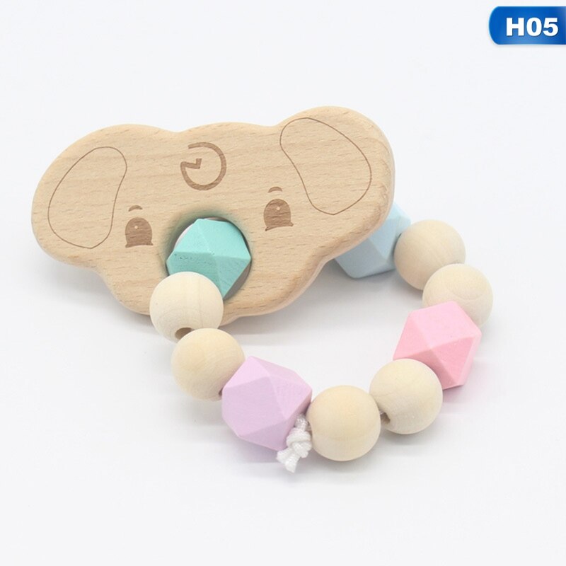 Baby Bijtring Armband Molaire Stok Beuken Houten Speelgoed Baby Armband Speelgoed Baby Care Armband Hand Lijm Zorg Geschenkdoos: HO5