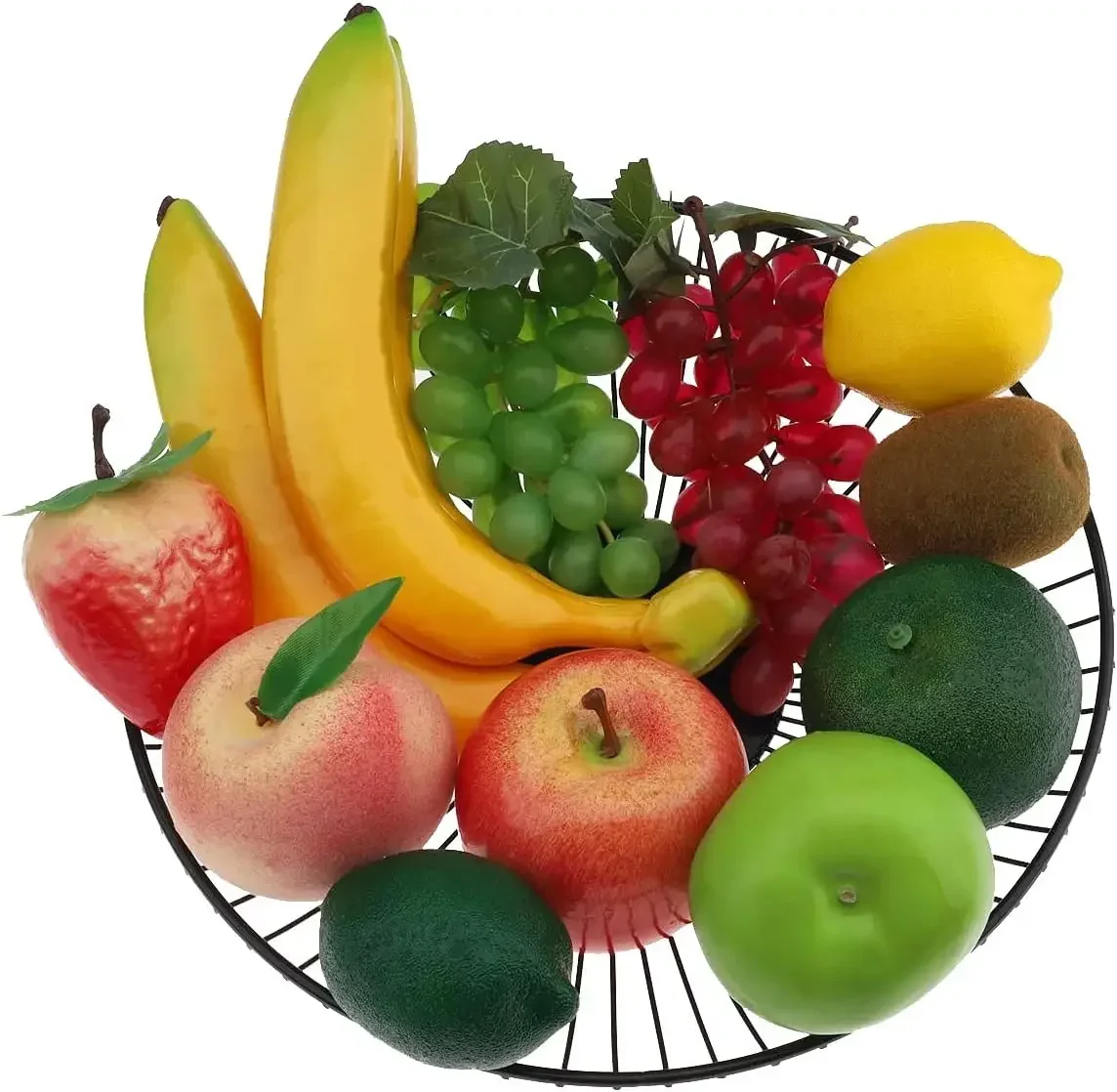 Conjunto de frutas artificiales, decoración del hogar, piña, uva, fresas, aceite de pera, naranja, limón, cera, manzana, plátano, melocotón, combinación: Verde oliva