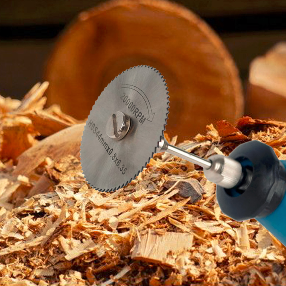 5pcs Saw Blade and 1pcs Mandrel HSS Pocket Saw Circular Rotary Blade Wheel Discs Mandrel Tools Wood Cutting Saw