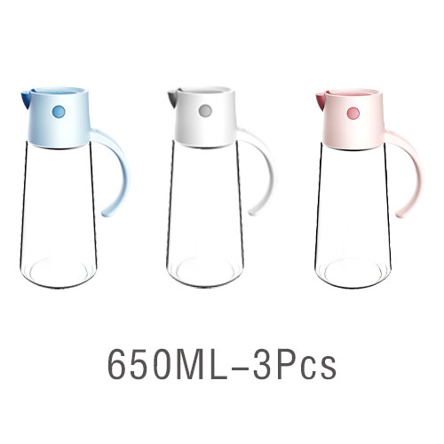 Automatisch Open Deksel Olie Fles Dispenser Saus Bakken Glas Lekvrije Opslag Fles Salade Keuken Tool Accessorie: 3Pcs-650ml