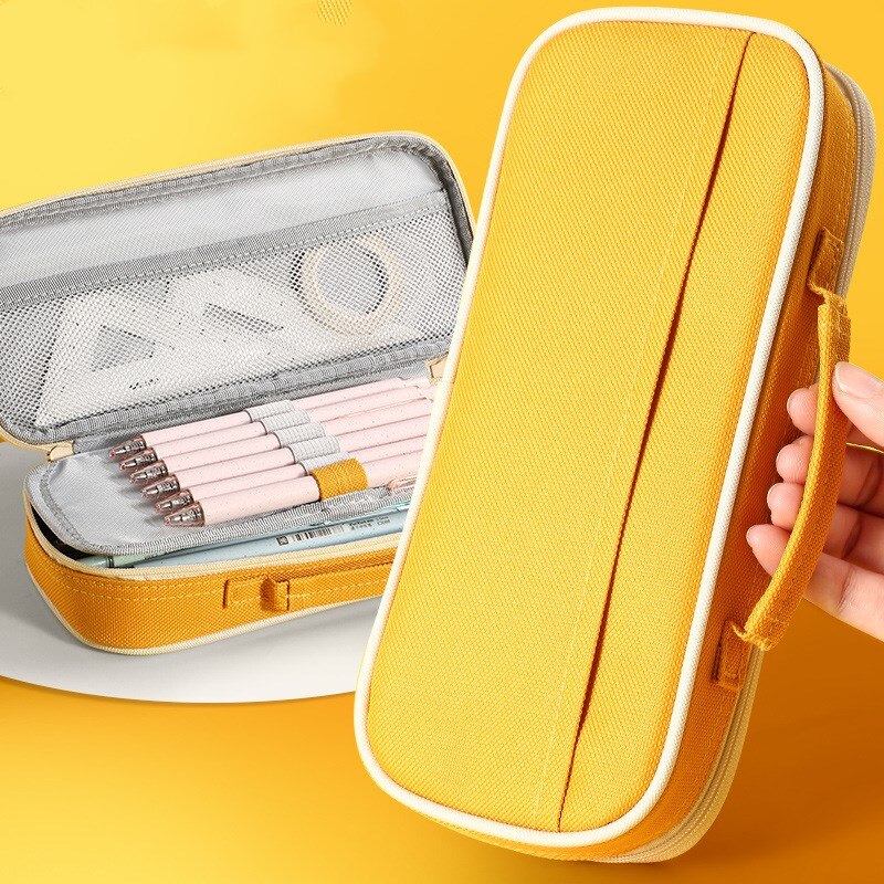 Draagbare Canvas Etui School Briefpapier Opbergtas Grote Capaciteit Pen Case Effen Kleur Pen Zak Leuke Cosmetische Tas Girlgift: Angoo Single A8