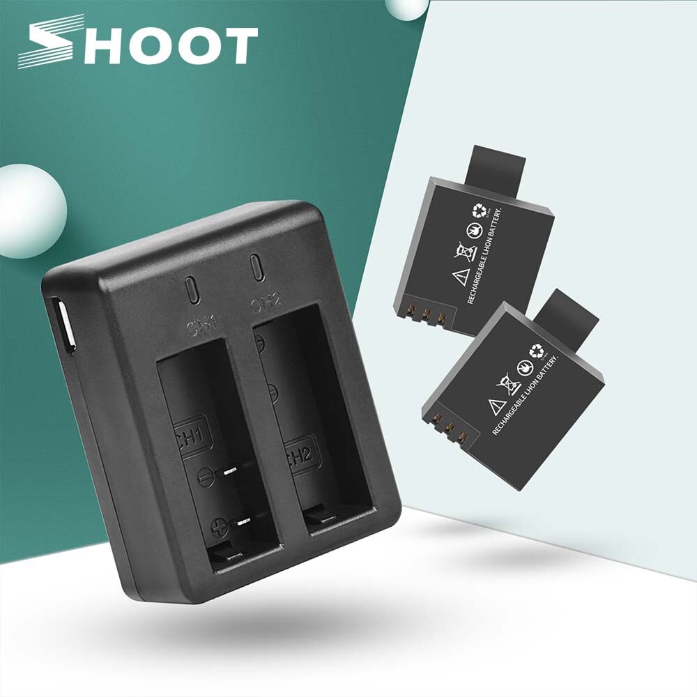 Schieten Dual Port Batterij Lader Met 900Mah Batterij Pack Voor Sjcam Sj4000 Sj5000 M10 Sj 4000 5000 Actie Camera sjcam Accessoire