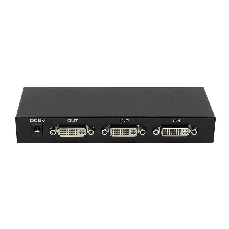 4K DVI Switcher 2X1 Dual port DVI 2 in 1 out Switch 1080P 4K Selector with IR control&external power supply
