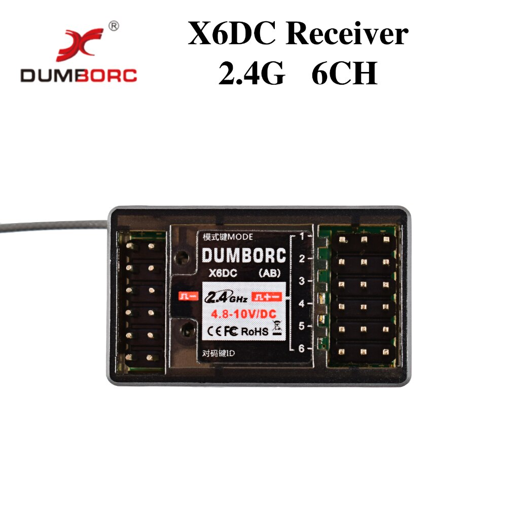 Dumborc X6F/X6FG/X6DC/X6DCG 2.4G 6CH Radio Control System Ontvanger Voor X4 X5 X6 X6P zender Rc Auto Boot Afstandsbediening: X6DC Receiver