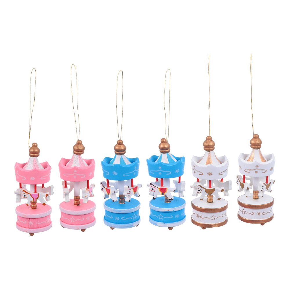 1 Set 6 Pcs Christmas Souvenirs Mini Merry-go-round Home Decorations Ornaments: Assorted Color 3