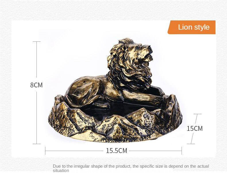Europese Stijl Retro Creatieve Lade Dragon Elanden Leeuw Asbak Hars Ash Tray Woonkamer Home Office Decoratie Ornamenten: 5