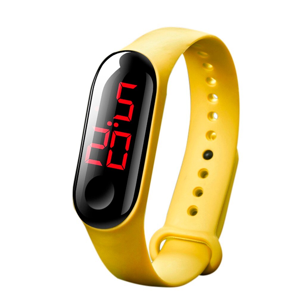 Men Women Sport Watch Digital LED Pedometer Run Step Walking Distance Calorie Counter Watch Bracelet Waterproof Watches: Yellow 