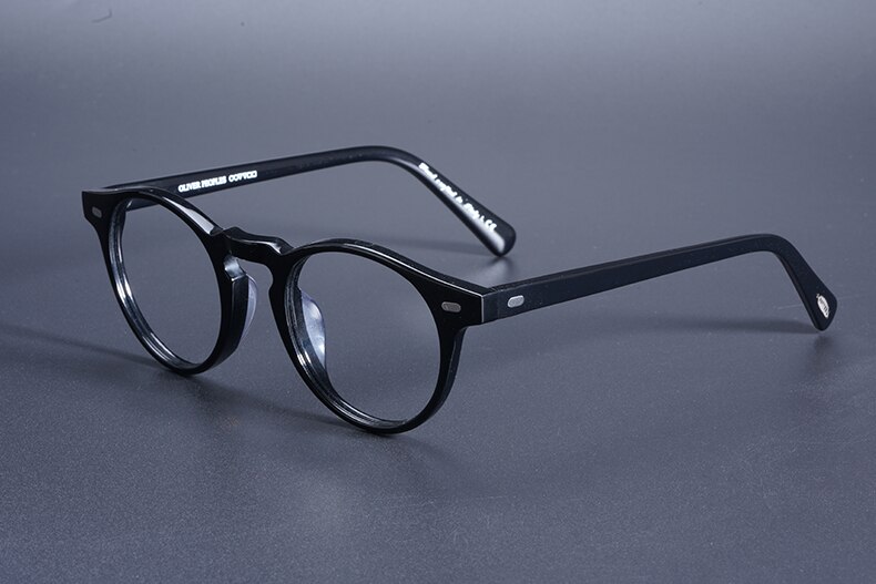 Transparent Glasses Small Round Blue Light Glasses Vintage Acetate Eyeglass Frames Women Prescription Glasses Men Gregory Peck: Black Frame