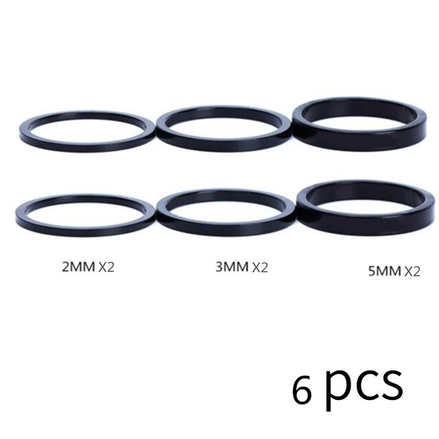 Juego de arandelas de horquilla de bicicleta, espaciadores de auriculares, anillo de elevación del manillar, ajuste de 2/3/5mm, accesorio de Ciclismo de aleación de aluminio, 1 Juego: 1set 6pcs