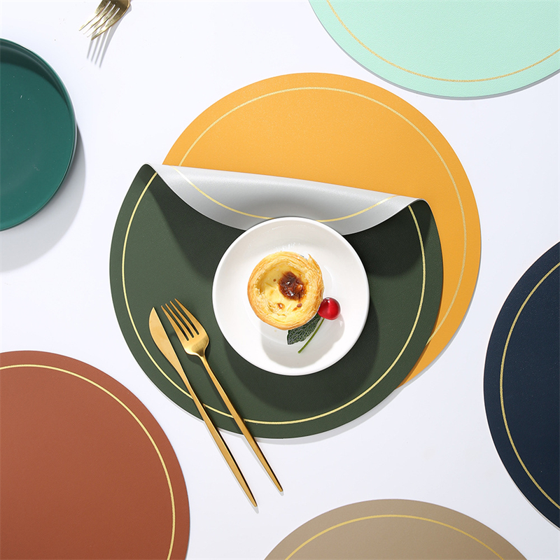 Ronde Grote Dubbelzijdige Lederen Tafel Mat Waterdicht En Olie-Proof Huishoudelijke Isolatie Placemat Pvc Hotel Placemats Voor tafel