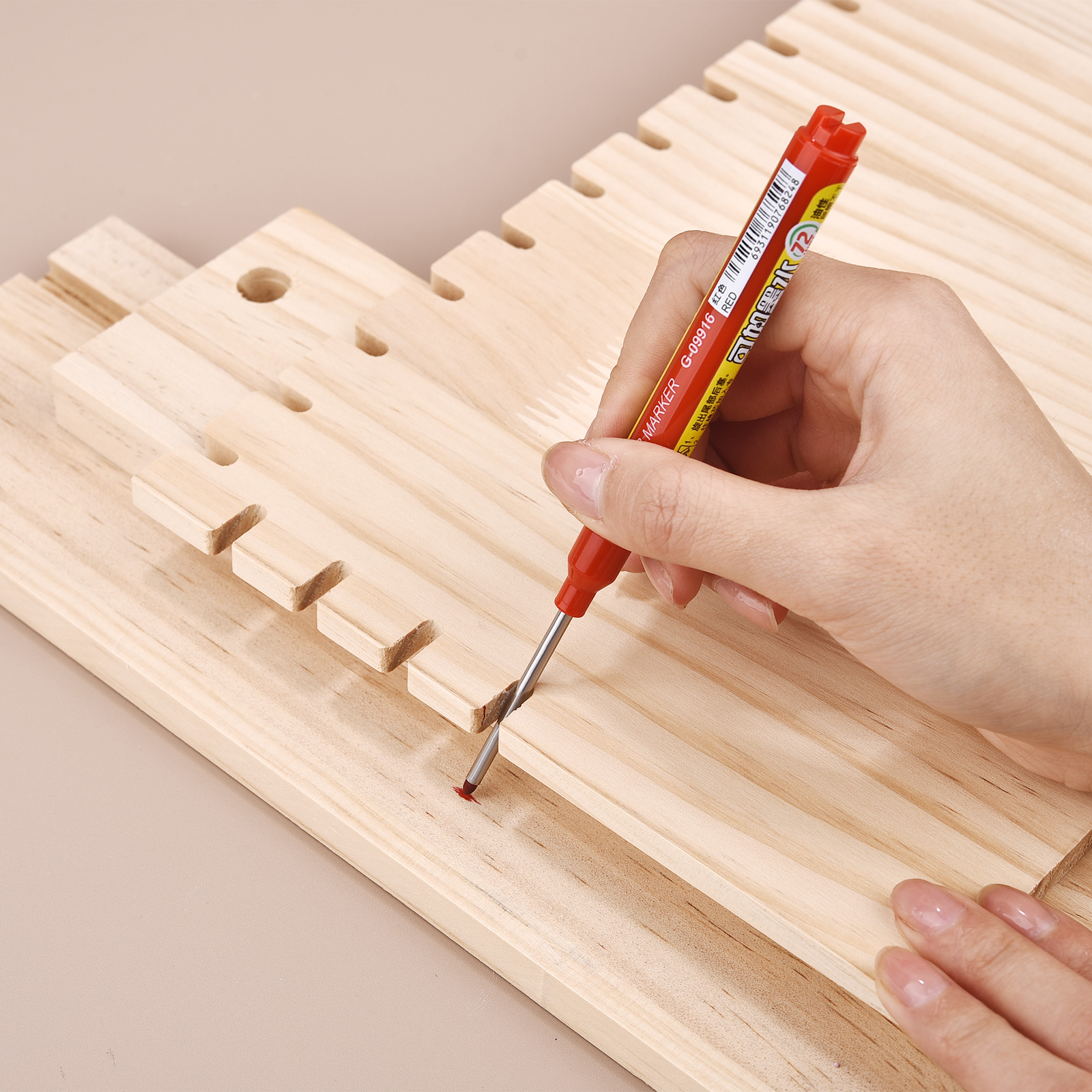 Rotuladores de Agujero profundo a prueba de agua de 45mm, bolígrafo de carpintero con cabeza de punta larga, tinta negra/azul/roja para herramientas manuales multiusos para carpintería