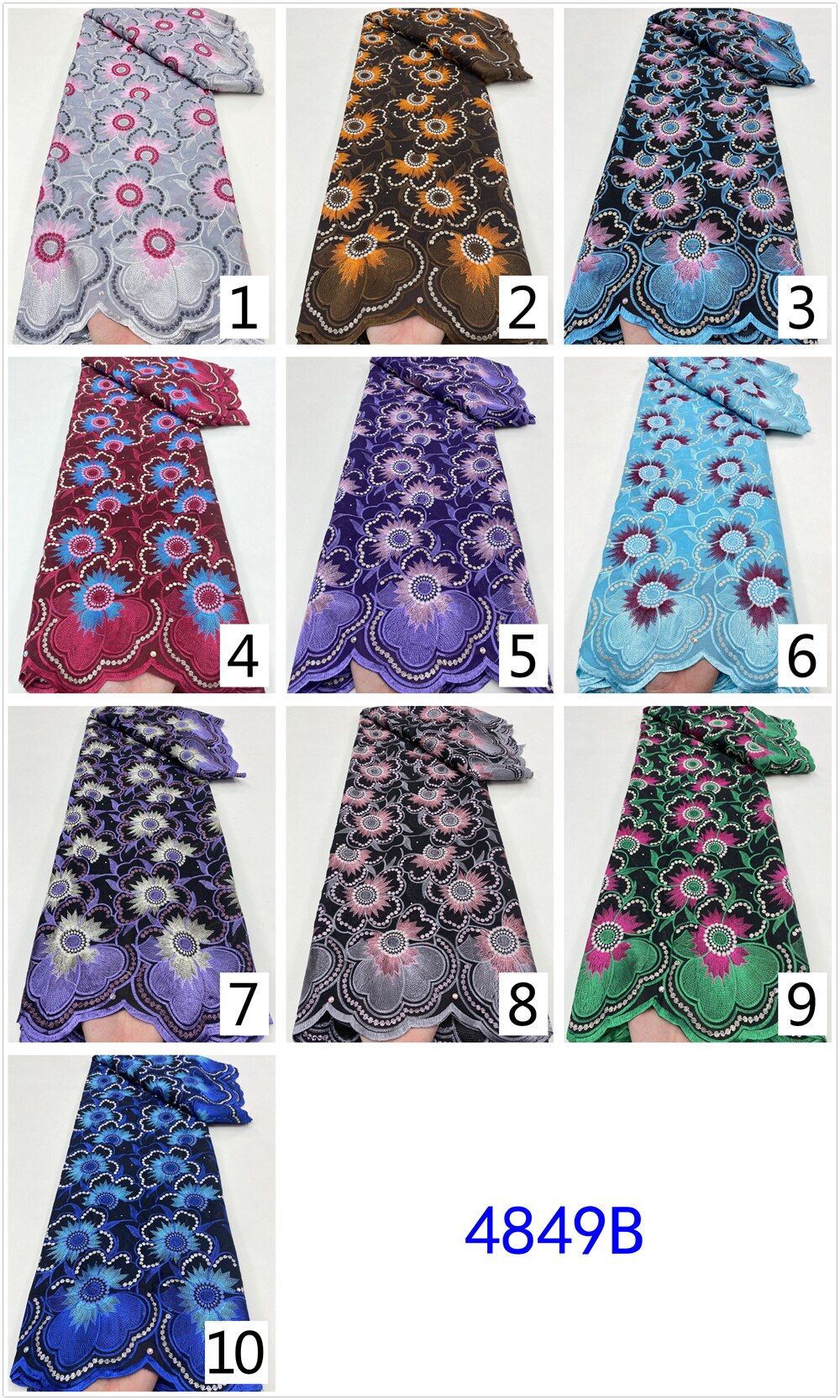 PGC afrykańska bawełna koronki tkaniny 2022 nowy koronka wysokiej jakości francuska nigeryjska koronki tkaniny z kamieniami na wesele 5 metrów YA4849B-1