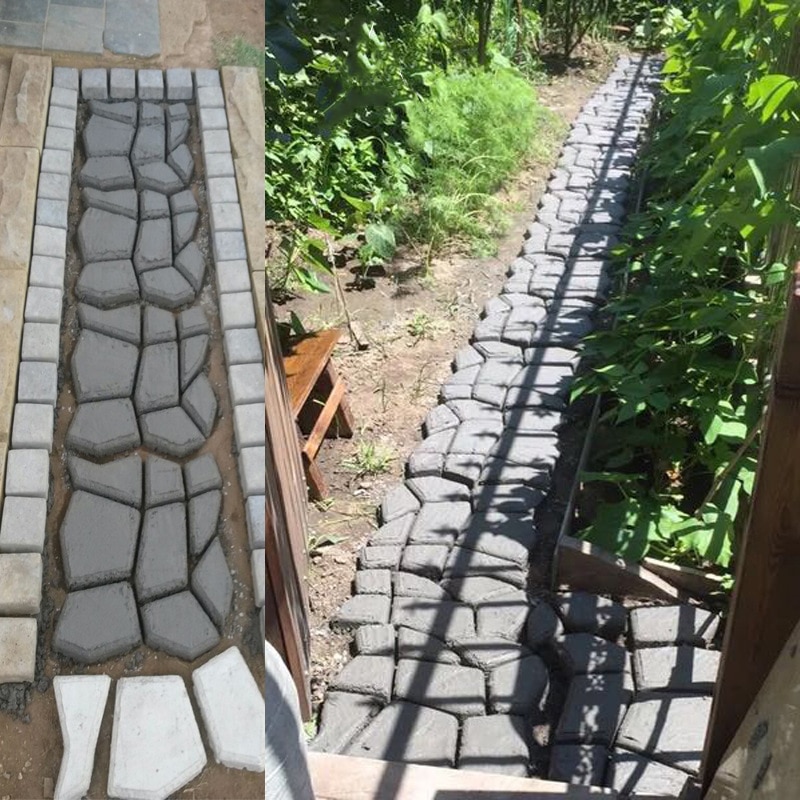 Path Maker Mold Reusable Mould DIY Concrete Cement Stone Walk Paving Paver Brick Mold Garden Decoration
