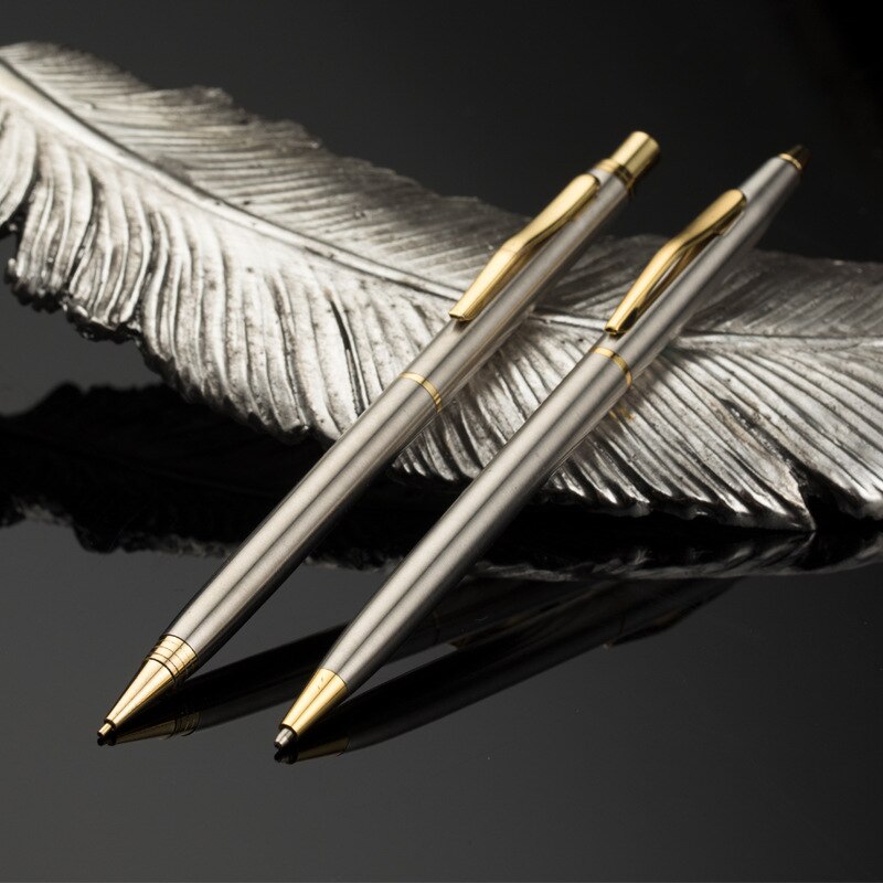 1PCS Stainless Steel Rod Rotating Metal Press Metal Pencil 0.5MM Lead Core Student Special Automatic Pencil Advertising Pen