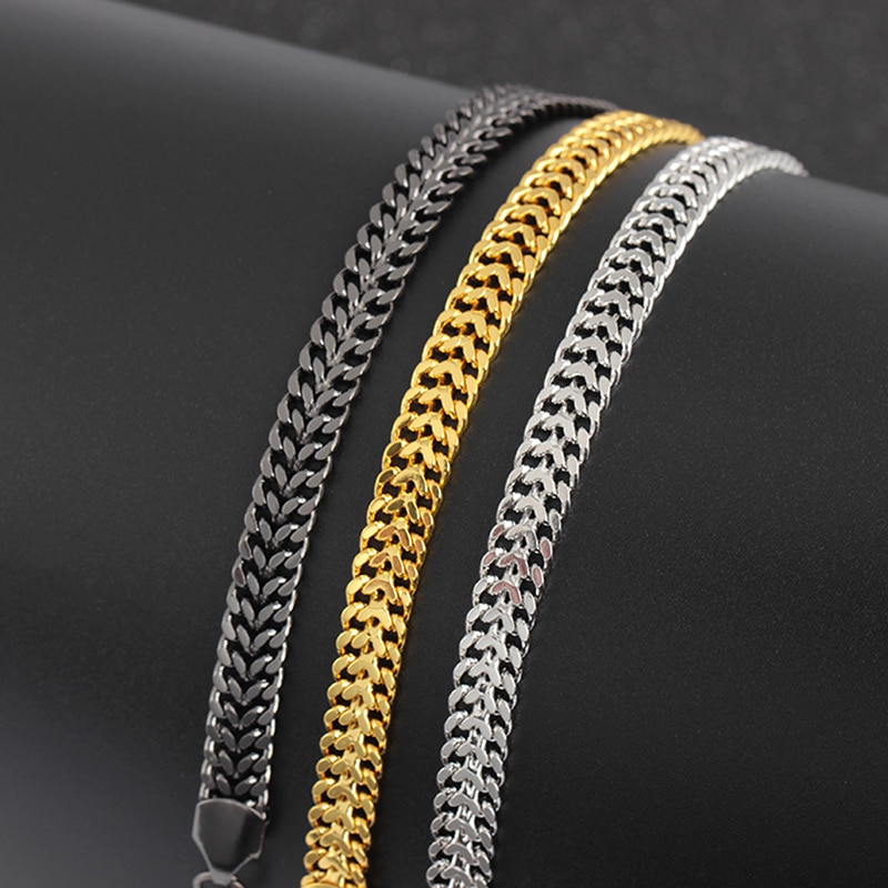 7mm Gold/Schwarz/Silber Edelstahl Bordstein kubanisch Verknüpfung Kette Armbänder Party Schmuck Weihnachten Armbänder Für männer Frauen