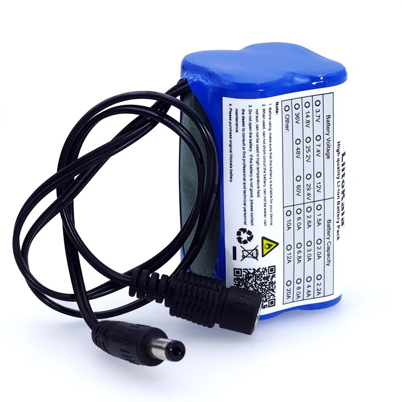 LiitoKala Beschermen 7.4 v 5200 mah 8.4 v 18650 Li-ion Batterij fietsverlichting Hoofd lamp speciale batterij DC 5.5mm + 1A Charger