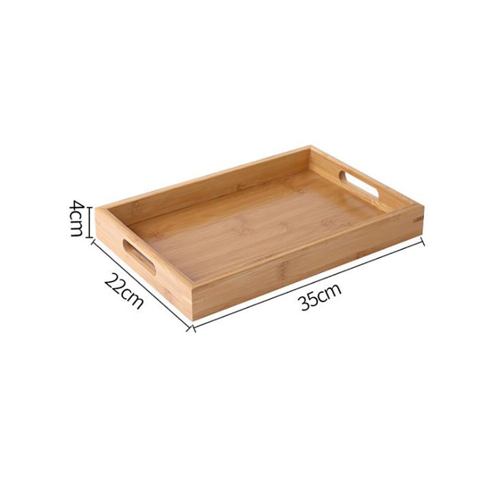 1Pcs Bamboo Wooden Tray Rectangular Tea Tray Solid Wood Household Kung Fu Tea Set Water Cup Tray Wooden Bread Wooden Dinner Tray: 35x22x4cm