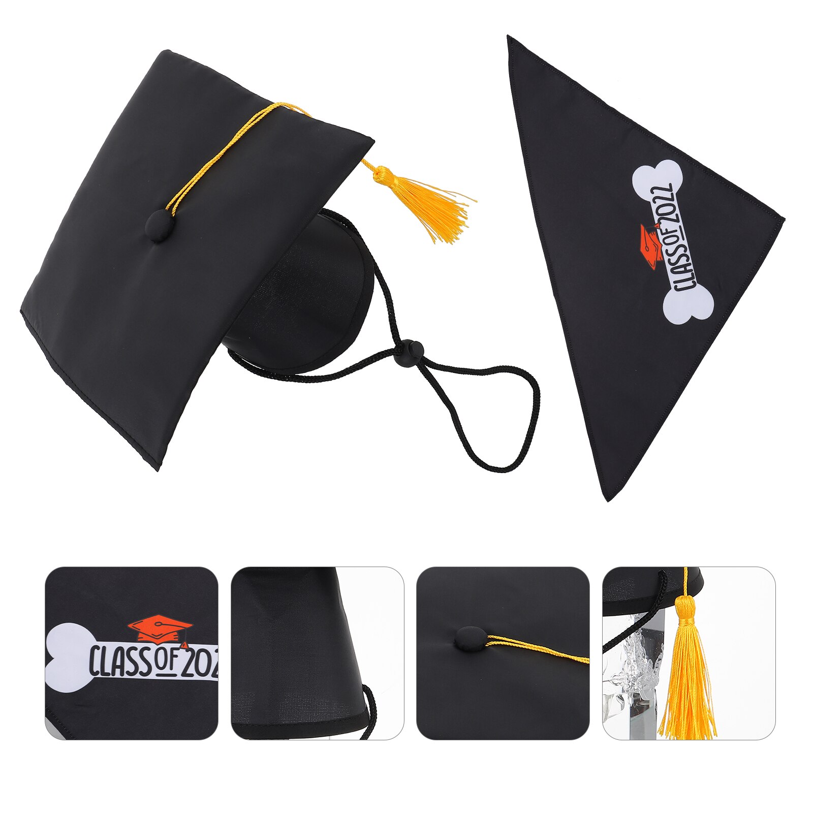 1 Juego de sombrero de graduación de perro, traje de toalla de Saliva de graduación para: Default Title