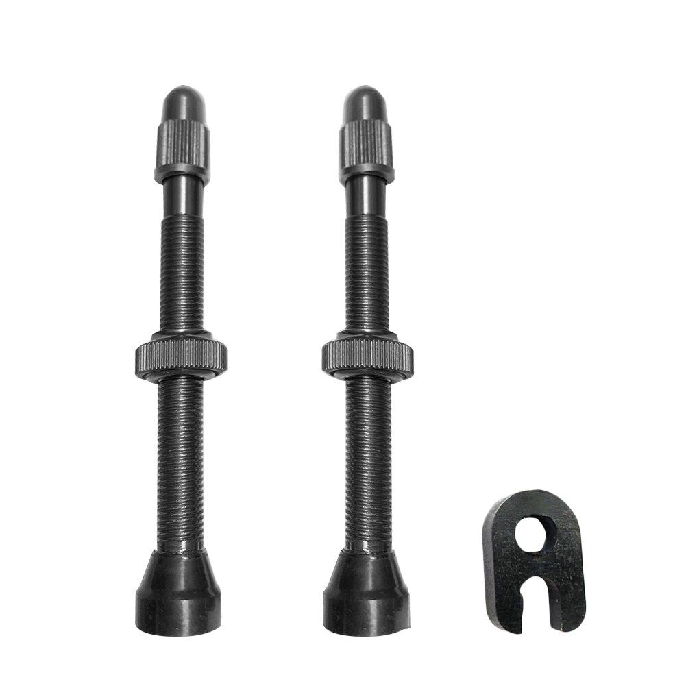 1 Pair Bicycle Presta Valve Brass Core 54mm 62mm 74mm Alloy Stem with Tool for MTB Mountain Road Bike Tubeless Tires: 74mm Black