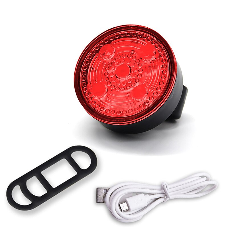 Usb Oplaadbare Fiets Licht Usb Led Achter/Voorkant Fietslicht Waterproof Bike Staart Stuur Lamp Fietsen Helm Rugzak Licht: red