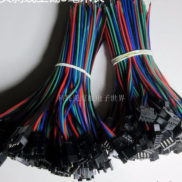 100 Pair 4 Pin JST SM Connector Male to Female JST SM Plug Connector Cable for 5050/3528 RGB LED Strip Light for energy meter
