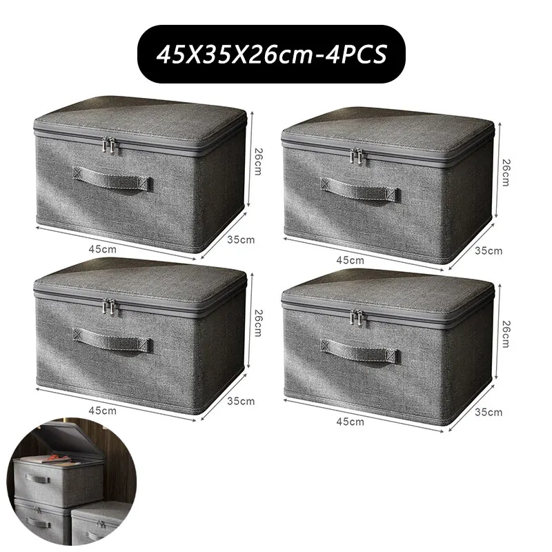 Boîte de rangement pour vêtements avec fermeture éclair, sac de rangement pliable de grande capacité pour vêtements et couettes, organisateur de garde-robe, boîte de rangement pour sous-vêtements: Beige