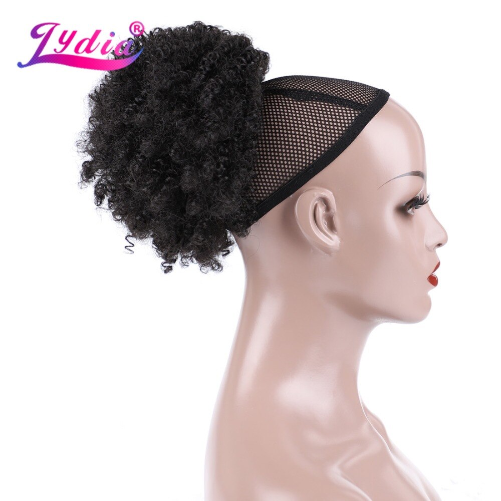 Lydia 8 inch Synthetische Hair Extension Bun Krullend 1B # Haar Met Twee Plastic Kammen Chignon Updo voor Korte haar Haarstukken