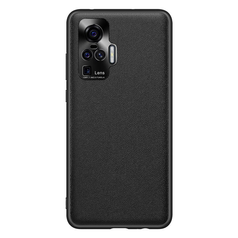 Case For Vivo X50 Pro Luxury PU leather Cases Hard Shockproof Back Cover For Vivo X 50 Pro Original Skin Hull Coque: Vivo X50 Pro / Black