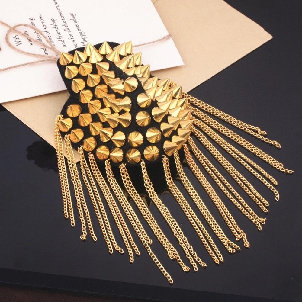 1 Paar Klinknagel Epaulette Broche Punk Stijl Schouder Bling Pak Decoratie Kleding Accessoires voor Mannen Vrouwen: Antiek Zilver