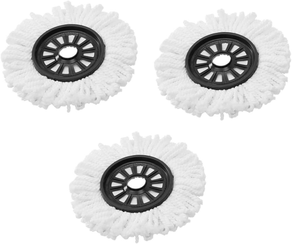 Yocada 3 Pack Microfiber Spin Mop Heads Refills for Universal 360 Degree Spin Magic Mop Head Round Shape Spin Mop Handle