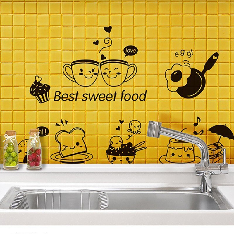 Removable Kitchen Wall Stickers Coffee Sweet Food DIY Wall Art Decal Decoration Oven Dining Hall Wallpapers PVC Wall Decals·